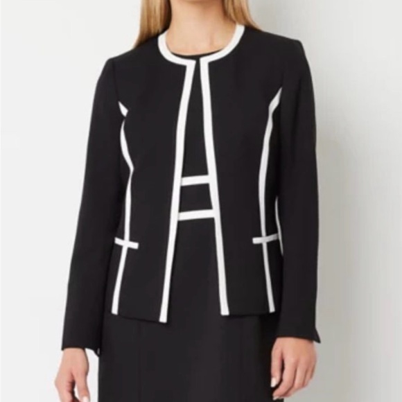 Evan Picone Jackets & Blazers - Evan Picone Black Blazer with White Trim
